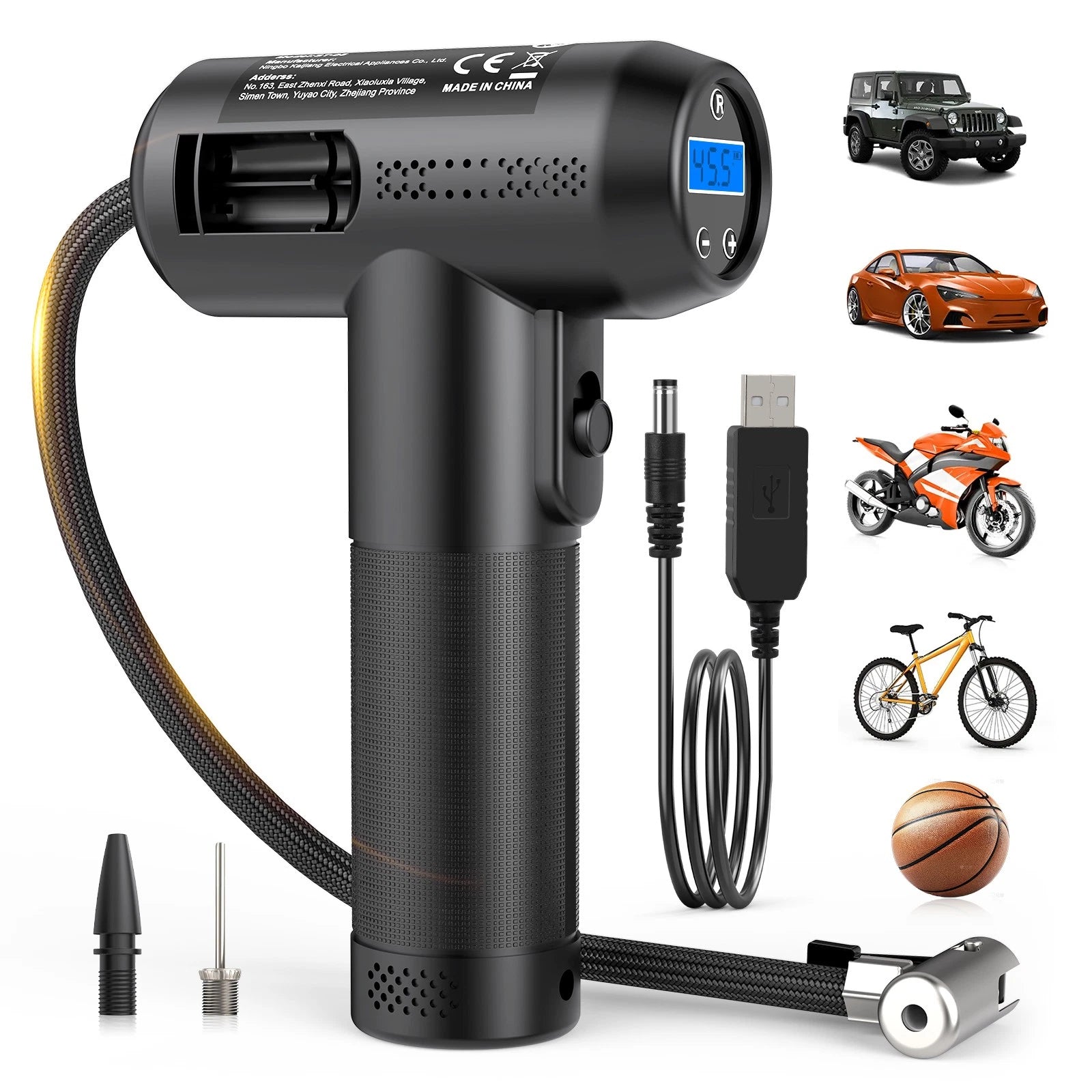 Cordless Tire Inflator Air Compressor Car Tire Pump with Rechargeable Battery US