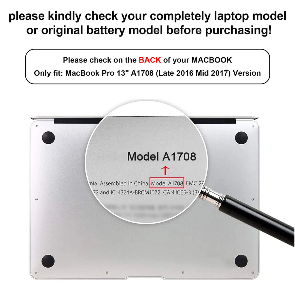 A1713 Battery For Apple MacBook Pro 13"A1708 Late 2016 Mid 2017 020-00946 54.5Wh