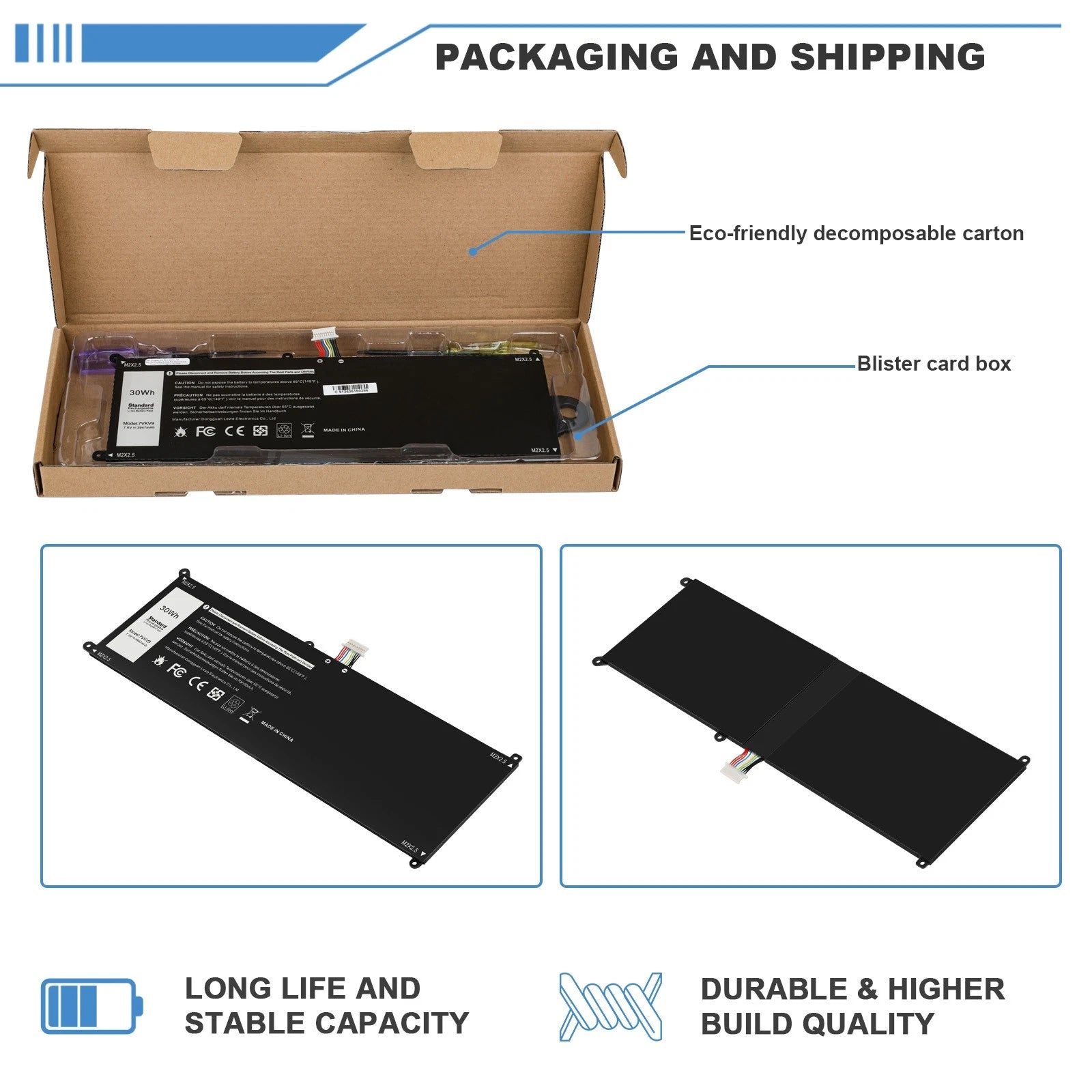 7VKV9 Laptop Battery 9TV5X for Dell XPS 12 9250 Latitude 12 7275 7.6V 30Wh