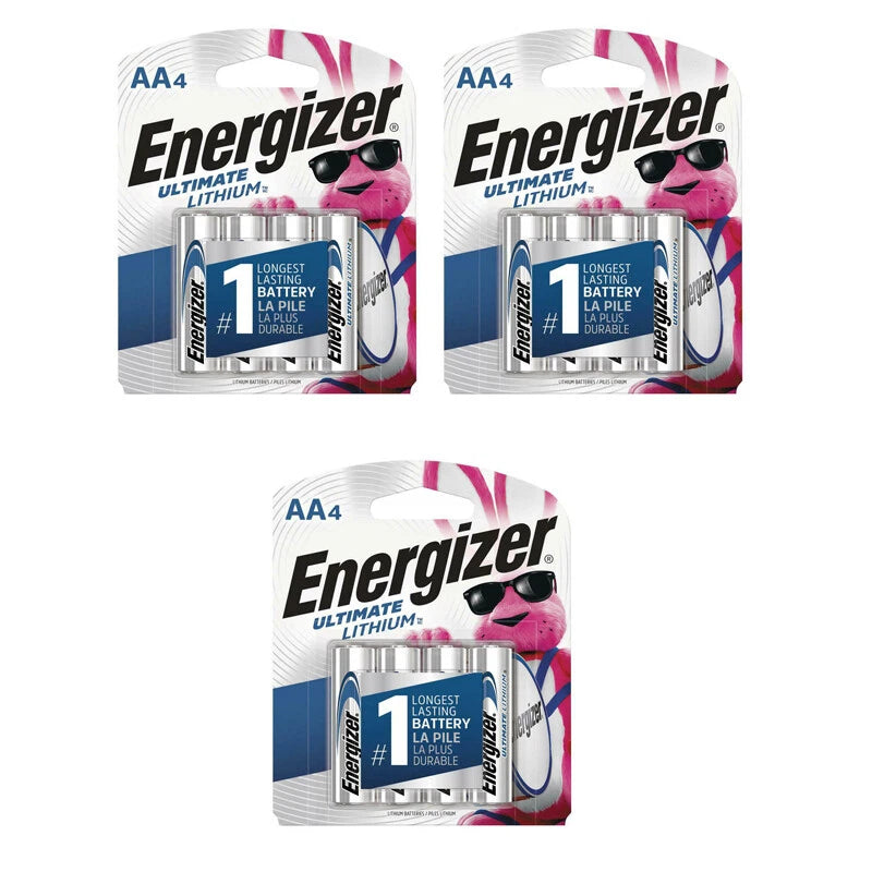 12 x Energizer AA Ultimate Lithium L91BP Fresh Batteries (3 x 4 pk)