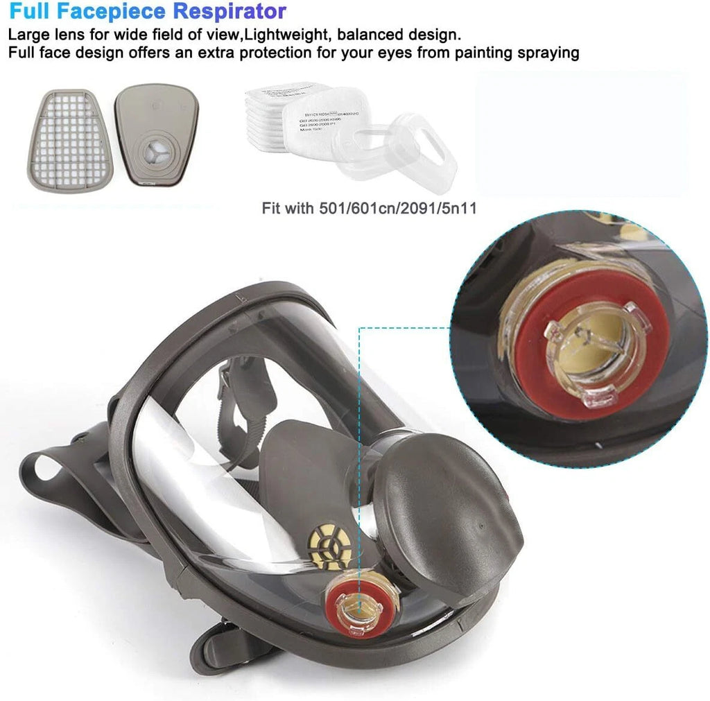 Full Face Gas Mask Painting Spraying Respirator w/Filters Set for 6800 Facepiece