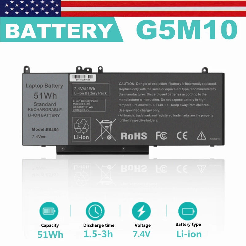 Battery for Dell Latitude E5250 E5450 E5550 Notebook 15.6 inch G5M10 WYJC2 1KY05