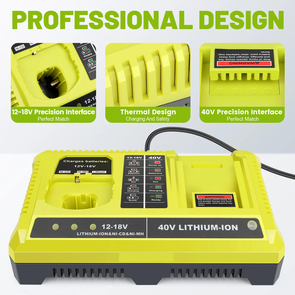 P117 Fast Charger For RYOBI For One+ Plus P108 12V 18V 40V Lithium-Ion Battery