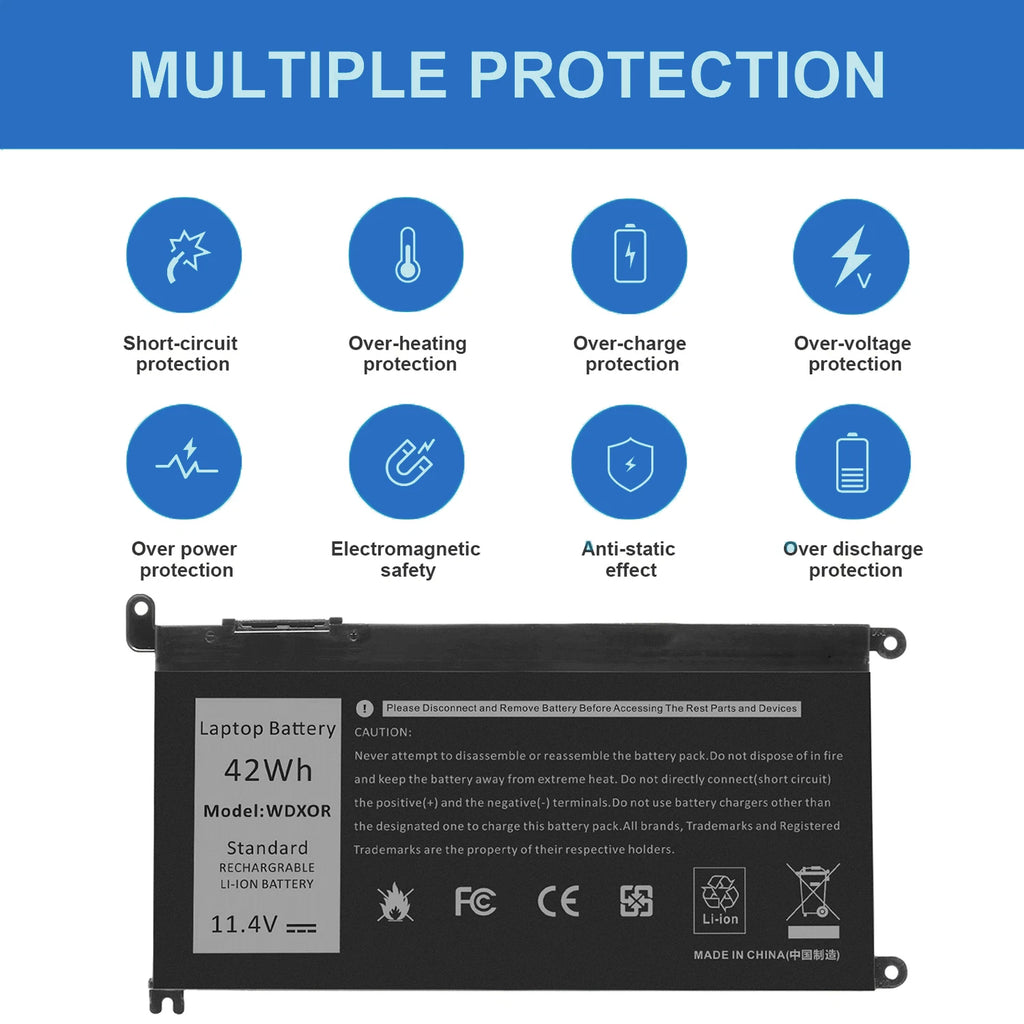 WDX0R Battery For Dell Inspiron 13 5378 5368 5379 7368 7569 7579 T2JX4 3CRH3