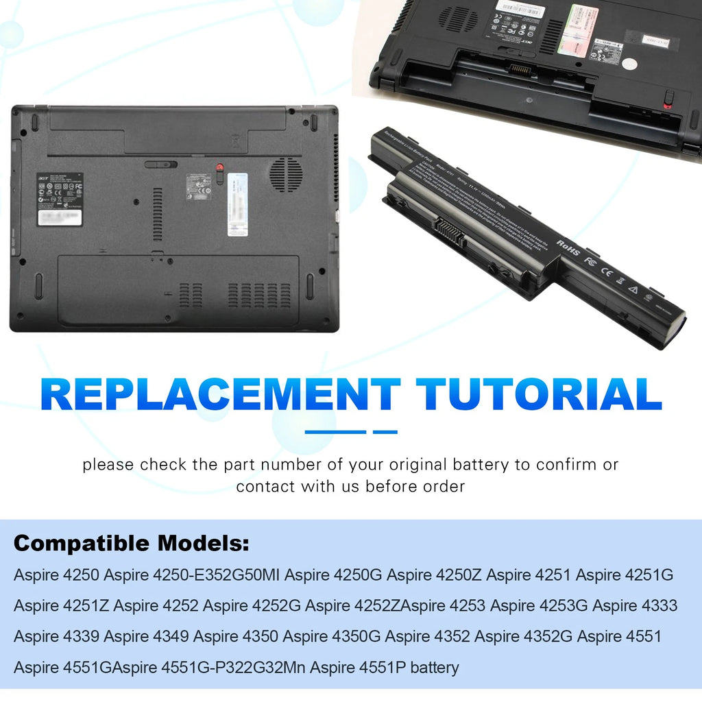 6 CELL Battery For Gateway NE56R31U NE56R41U NE56R27U NE56R10U 5200mAh