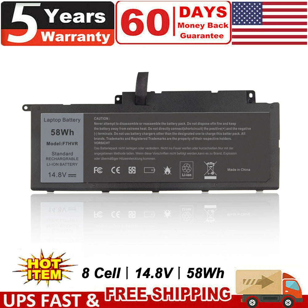 F7HVR Laptop Battery 14.8V 58WH Replaceable For Dell Inspiron 15 7537 17 7737