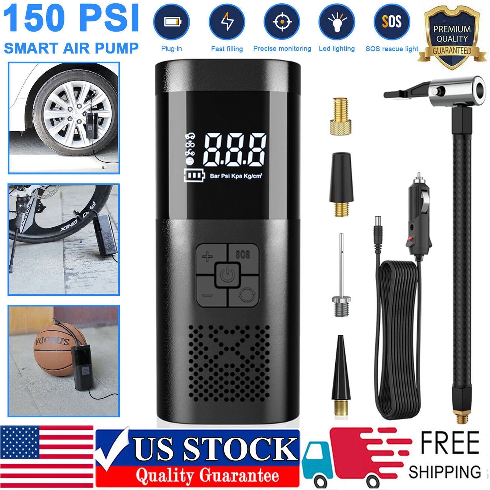 Tire Inflator Car Air Pump Compressor Electric Portable Auto 12V Volt 150 PSI