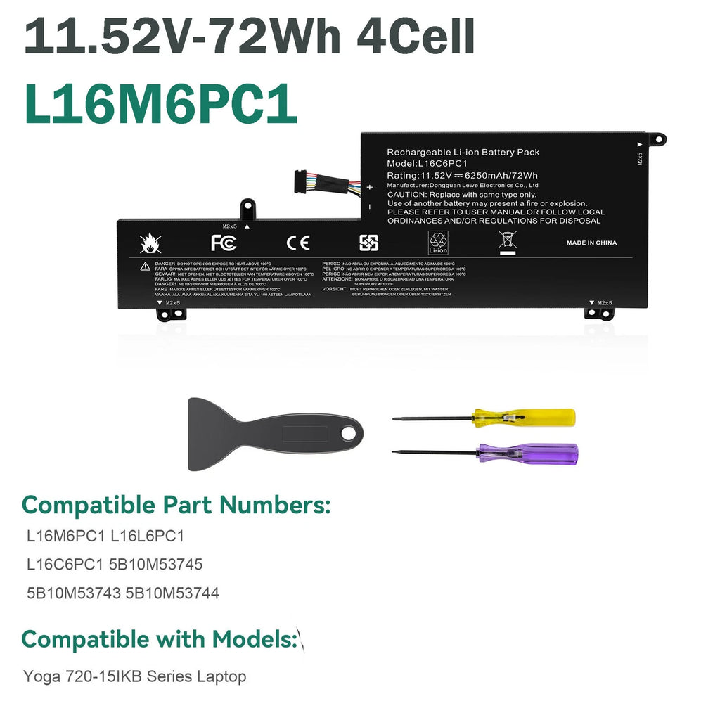 ?Replace L16M6PC1 L16C6PC1 L16L6PC1 Battery For Lenovo Yoga 720-15IKB 5B10M53745