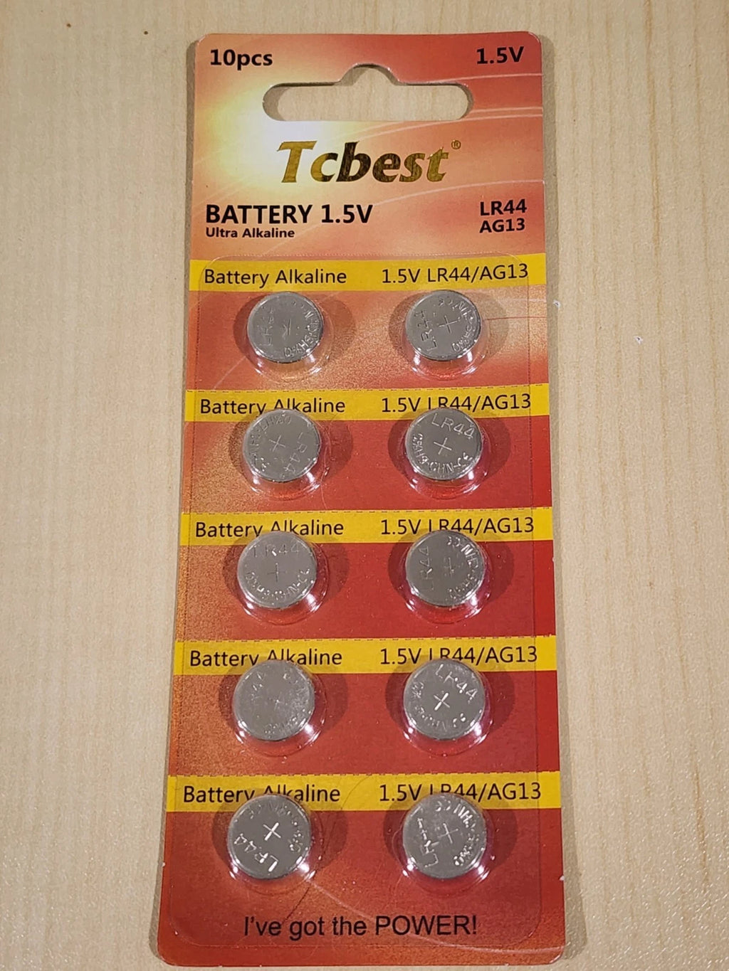 10 piece LR44 Tcbest 1.5v A76 L1154 AG13 357 New Alkaline Battery Expire 12/2031