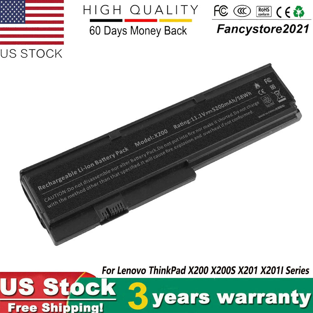 6 Cell Battery for Lenovo ThinkPad X200 X200s X201 X201s 42T4534 42T4835 43R9254