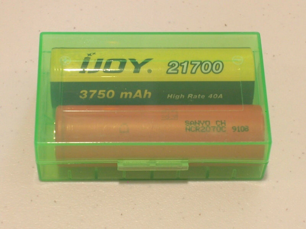 1 pc 20700 21700 PLASTIC STORAGE PROTECTIVE CASE HOLDER BOX BATTERY GREEN 2-bay