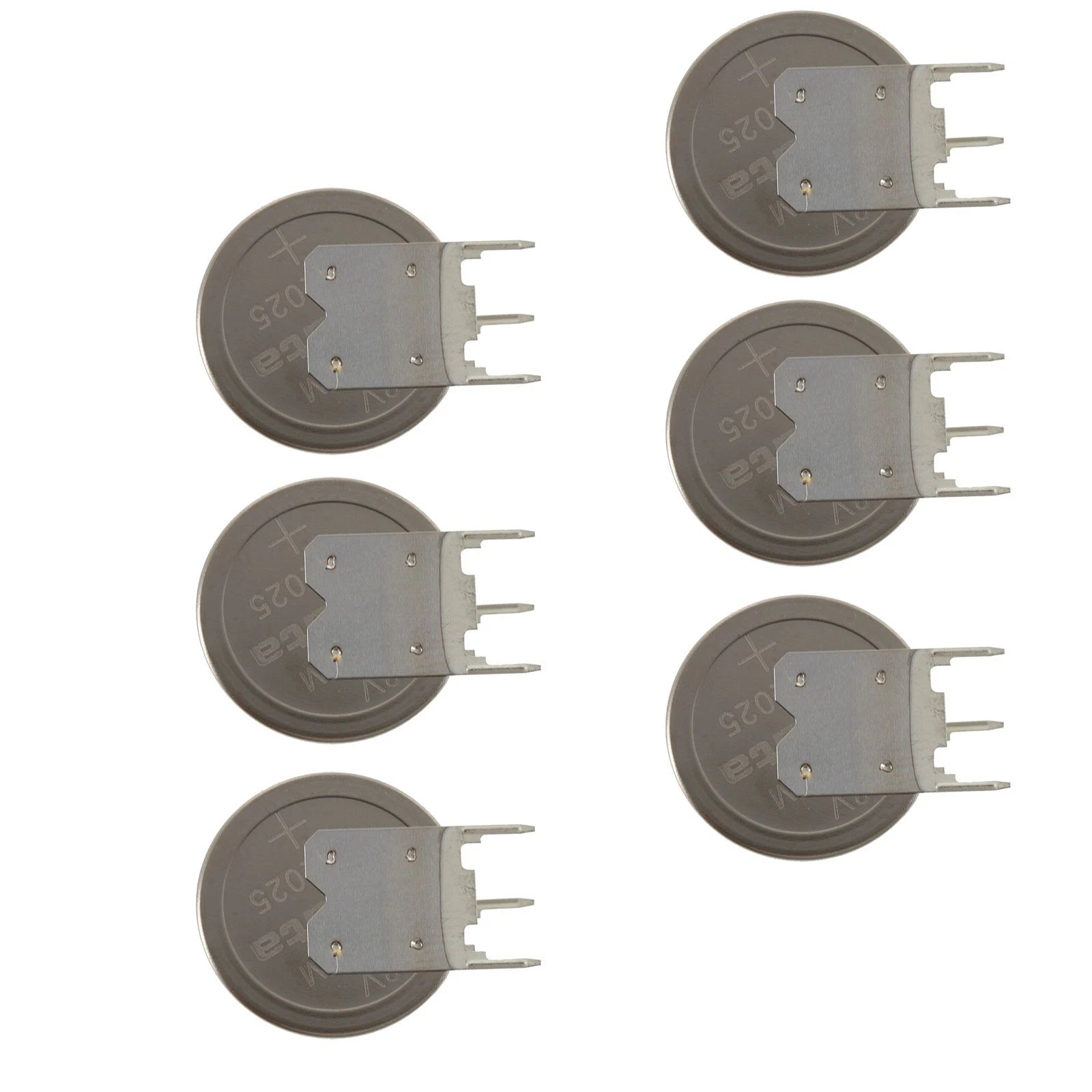 6x CR2025RV-MFR-LF 3V Lithium Coin Battery 3-PIN VERT for PC Boards