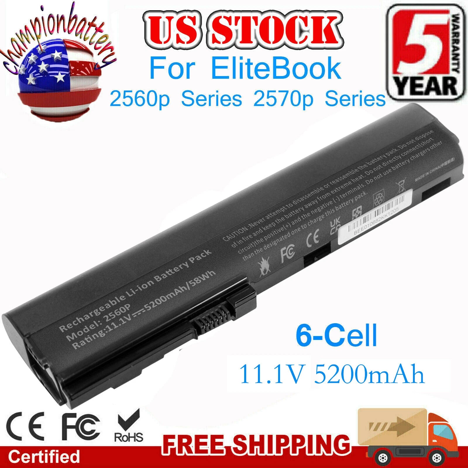 For HP EliteBook 2560P 2570P SX06 SX03 BATTERY/ Charger 632421-001 632419-001