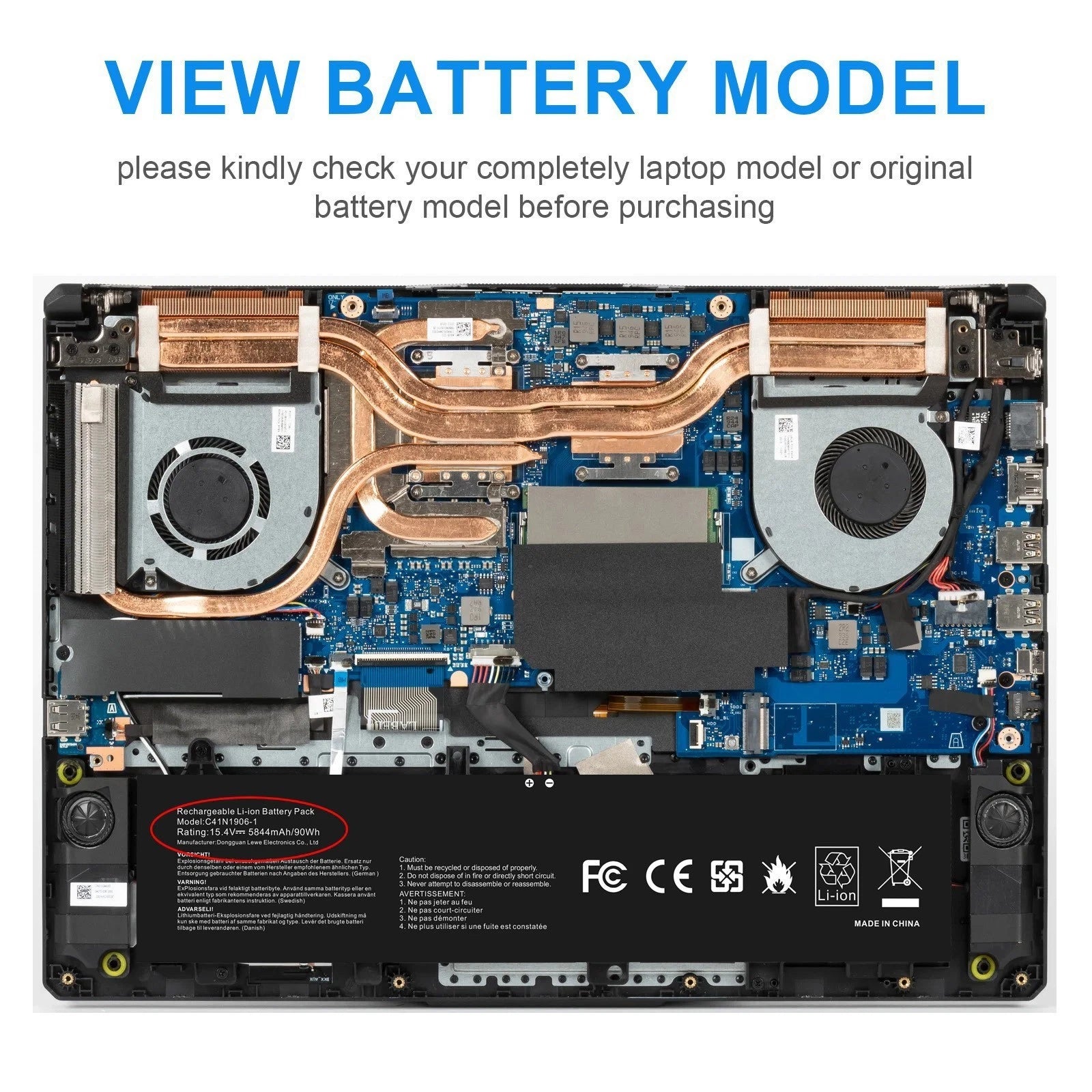 C41N1906-1(Long Cable) Battery For ASUS TUF Gaming FA506 FX506 FA706I FA706 90Wh