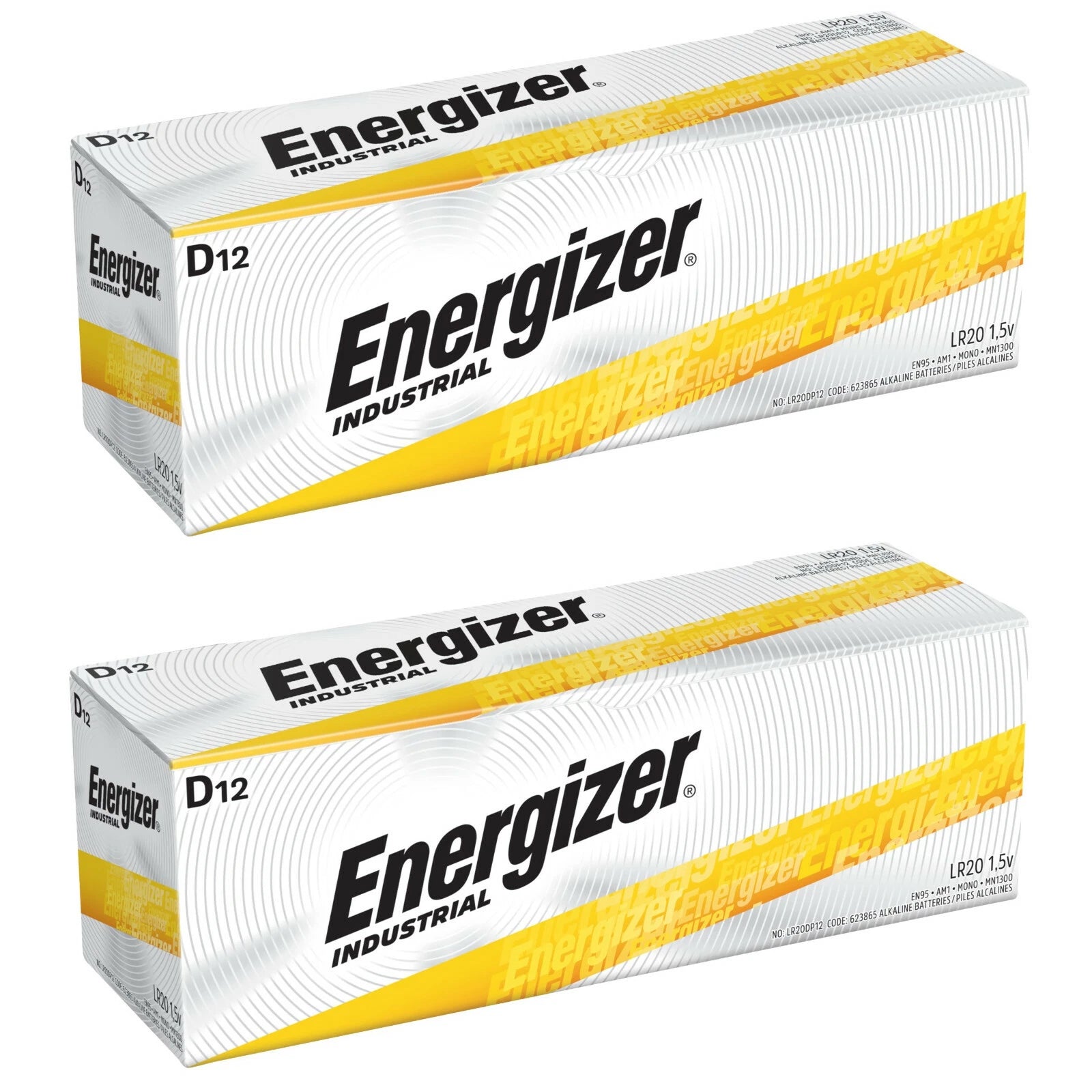 24 Energizer Industrial D Alkaline Batteries (EN95, LR20)
