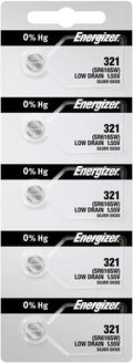 5 321 Energizer Watch Batteries SR616SW Battery Cell (5 Batteries Per Pack)
