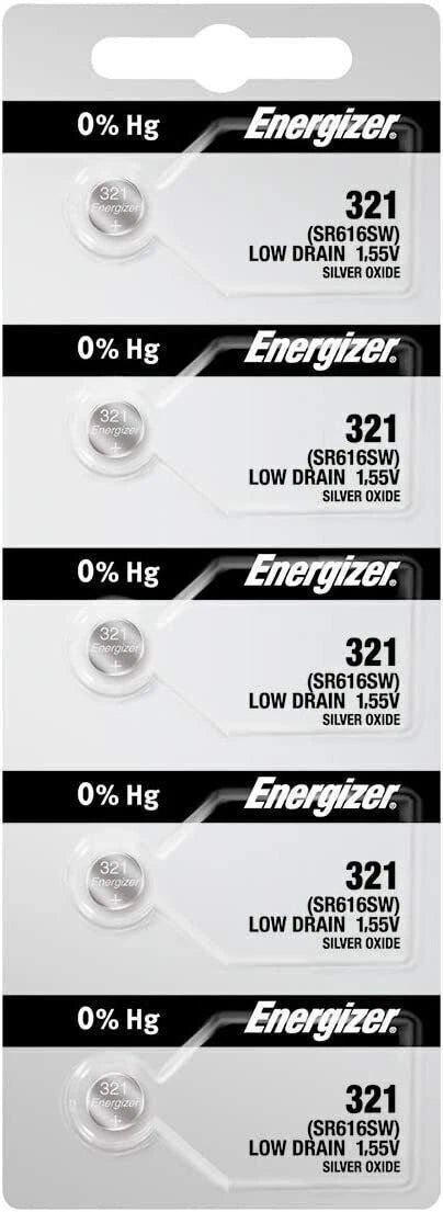 5 321 Energizer Watch Batteries SR616SW Battery Cell (5 Batteries Per Pack)