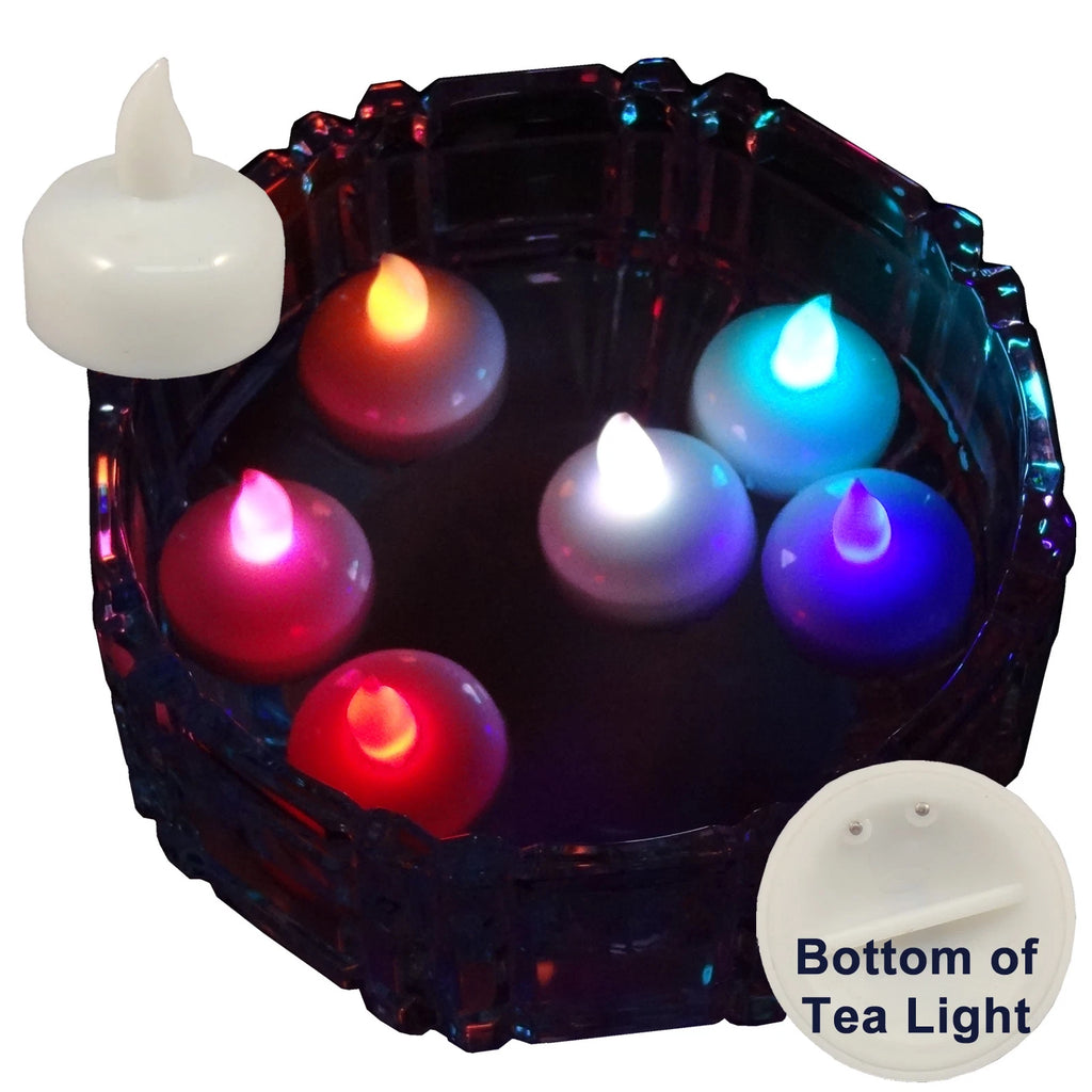 Qty 6 Battery Operated FLOATING Multicolor LED Tealights Tea Lights Flameless