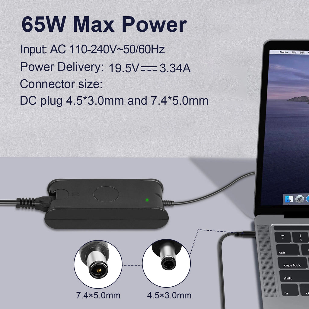 65W Adapter Charger For Dell-Inspiron 15-3000 15-5000 15-7000 Series 4.5mm/7.4mm
