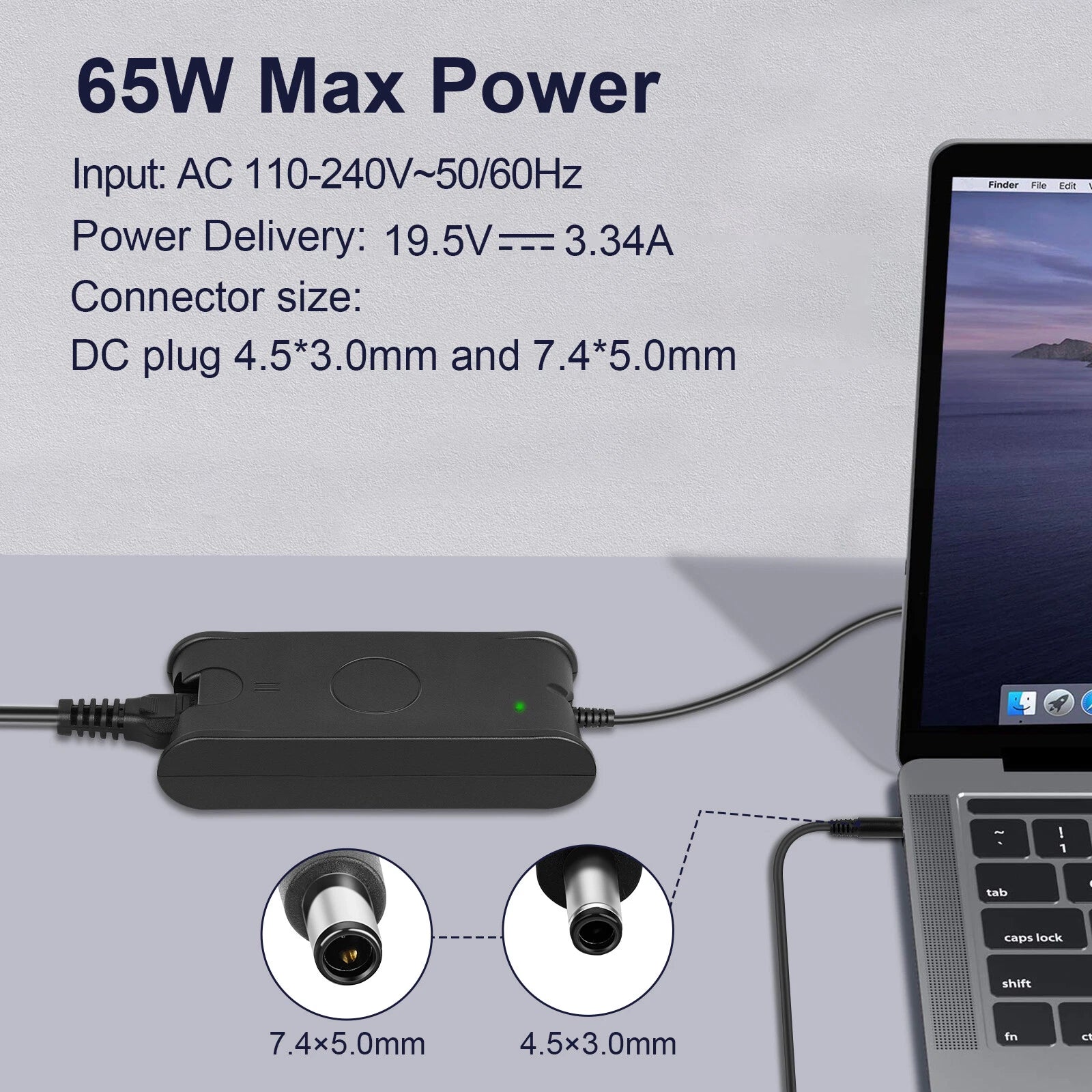 65W Adapter Charger For Dell-Inspiron 15-3000 15-5000 15-7000 Series 4.5mm/7.4mm