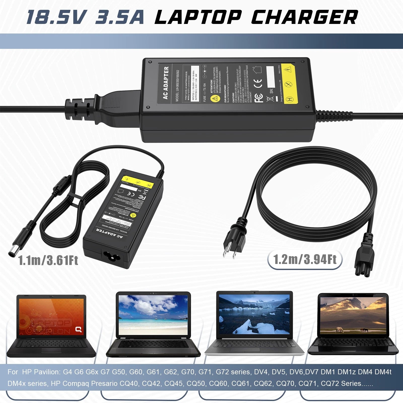 65W 18.5V 3.5A AC Adapter for HP N17908 Laptop Charger Power Supply Cord FAST