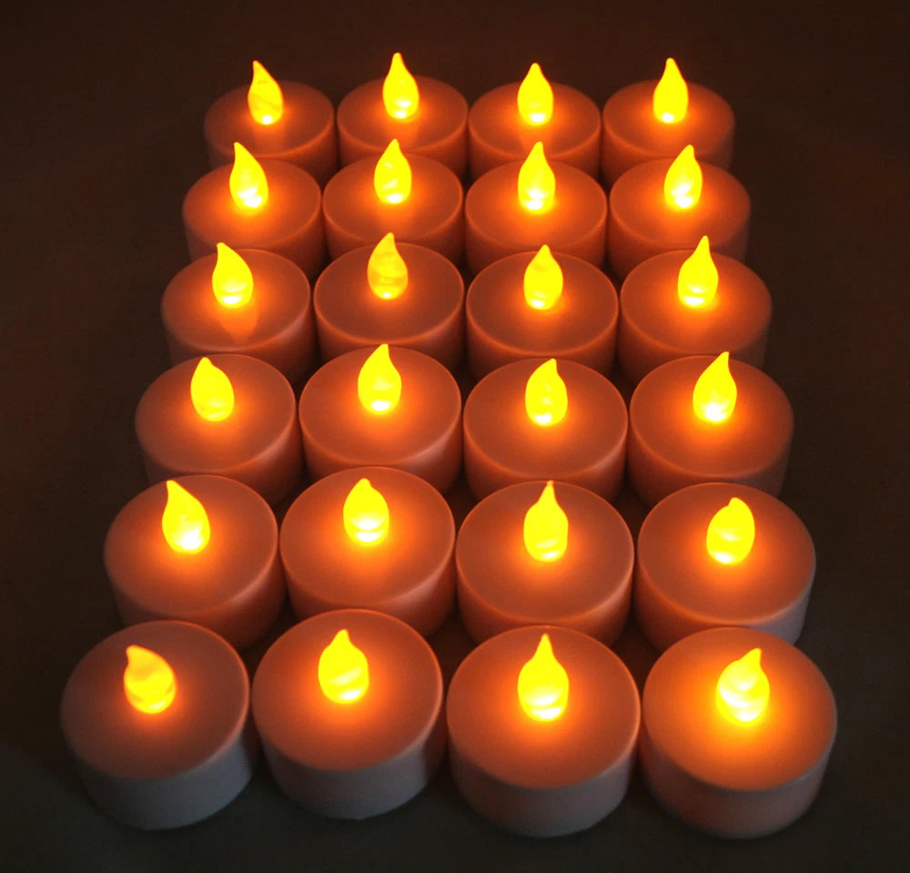 24 pieces Amber Led Tea Light Flameless Battery Candles Wedding Party Romantic
