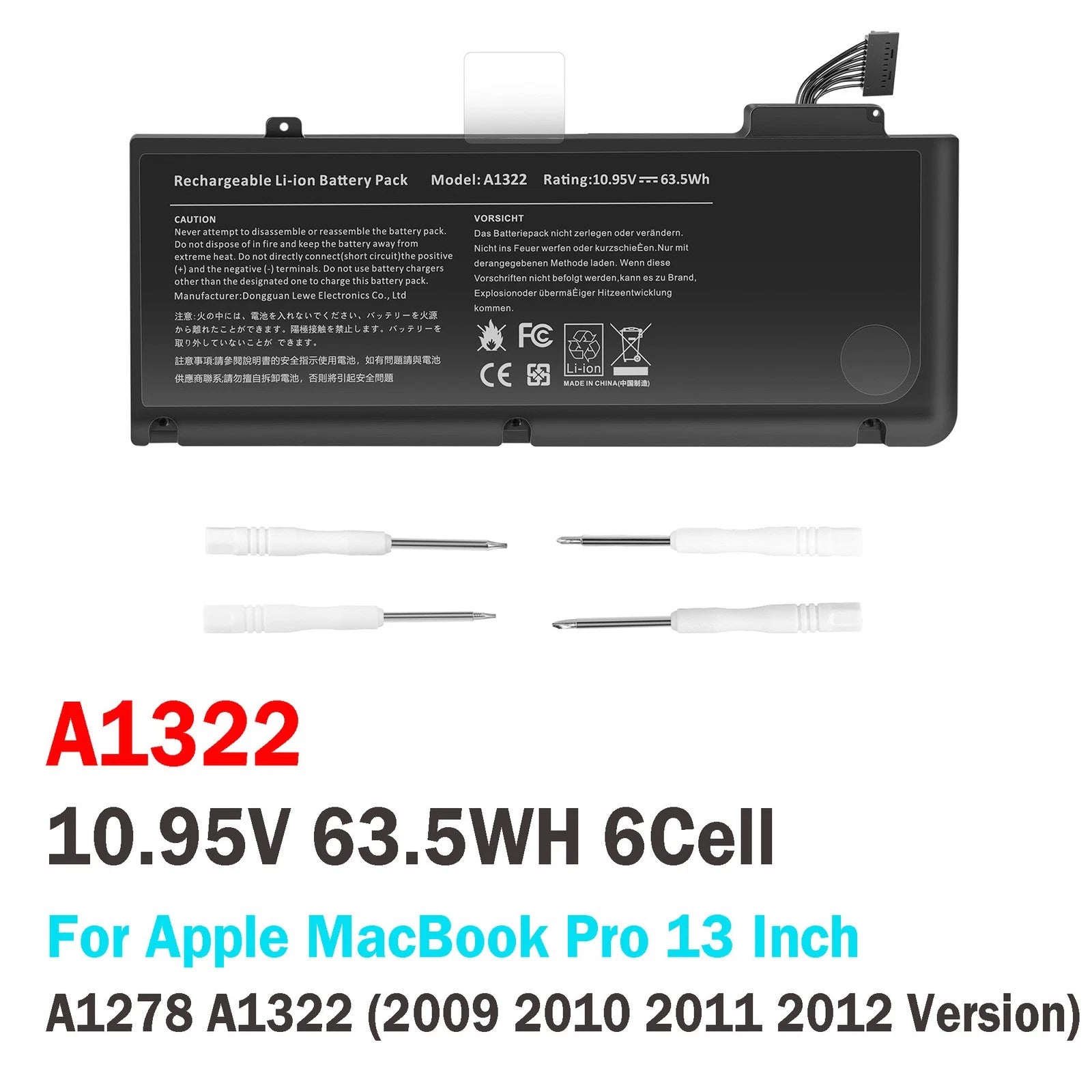NEW A1322 Battery For Apple MacBook Pro 13" A1278 Mid 2009 2010 2011 2012 63.5Wh