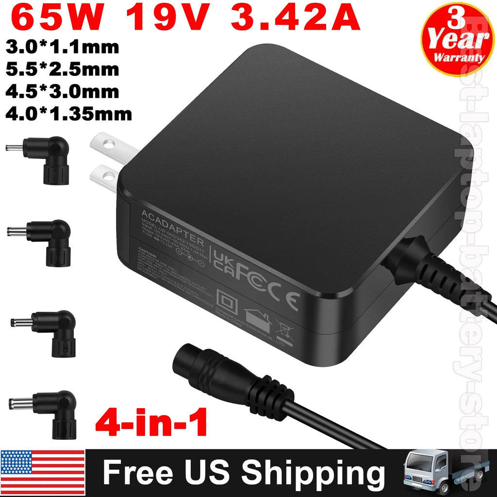 65W 19V 3.42A AC Adapter Charger For ASUS VivoBook Zenbook Chromebook Power Cord