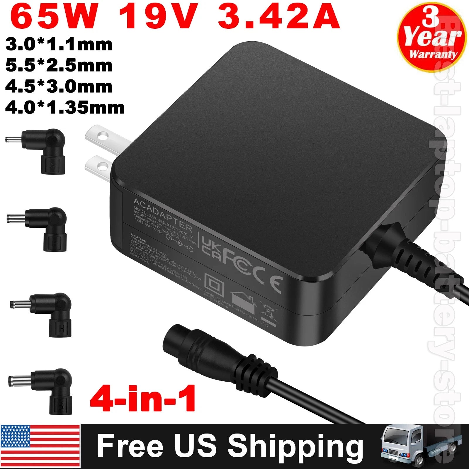 65W 19V 3.42A AC Adapter Charger For ASUS VivoBook Zenbook Chromebook Power Cord