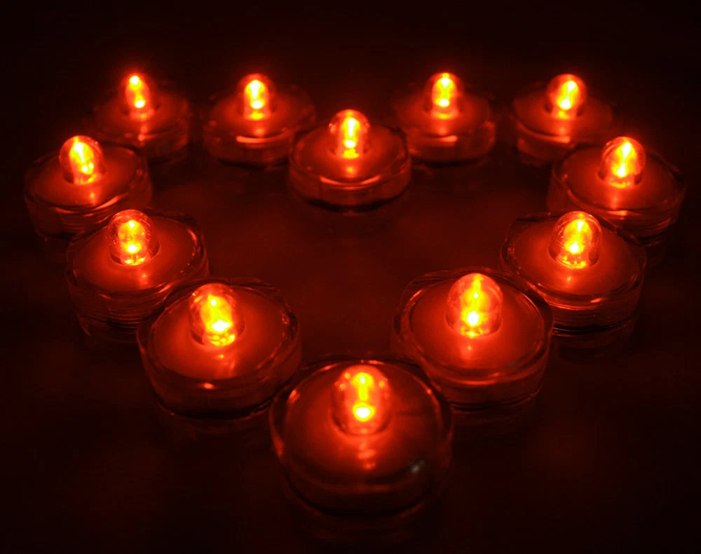 Submersible Waterproof Battery LED Tea Light ~ ORANGE ~ 12 Pack HALLOWEEN Décor