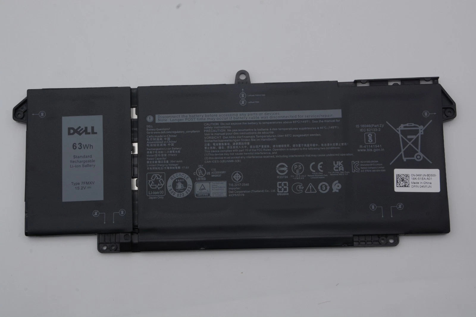Genuine 63WH 7FMXV Battery For Dell Latitude 5320 7320 7420 7520 9JM71 TN2GY NEW