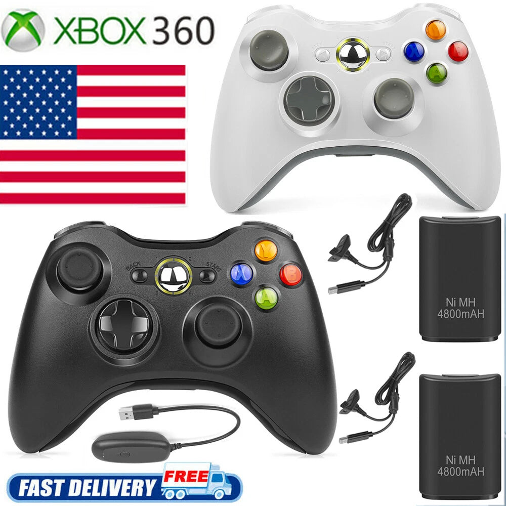 New Controller Wireless GamePad For Microsoft Xbox 360/Slim/PC & Battery Pack