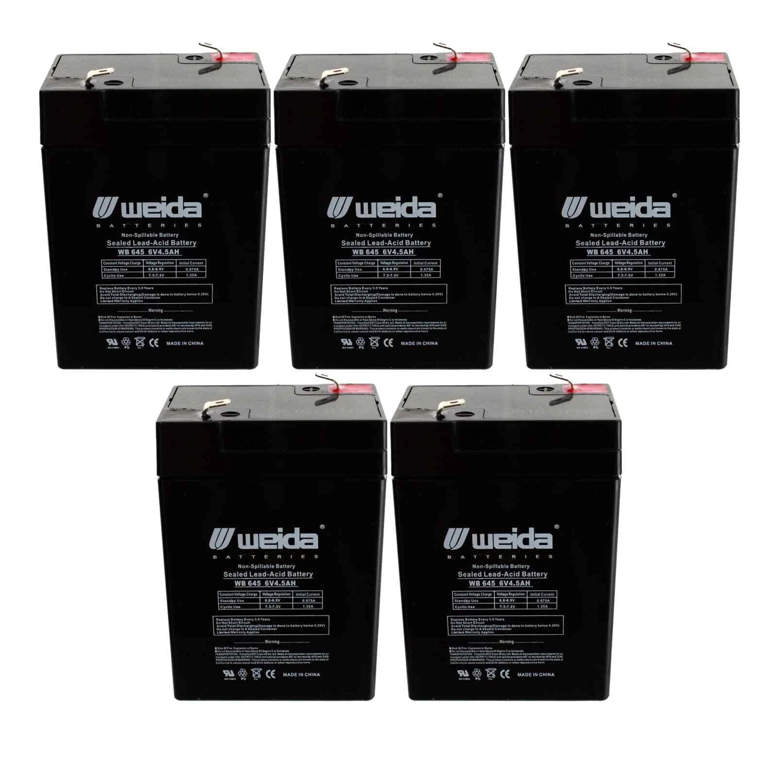 NEW 5pc 6V 4.5Ah SLA Battery WB645 For UB645, D5733, PS640F
