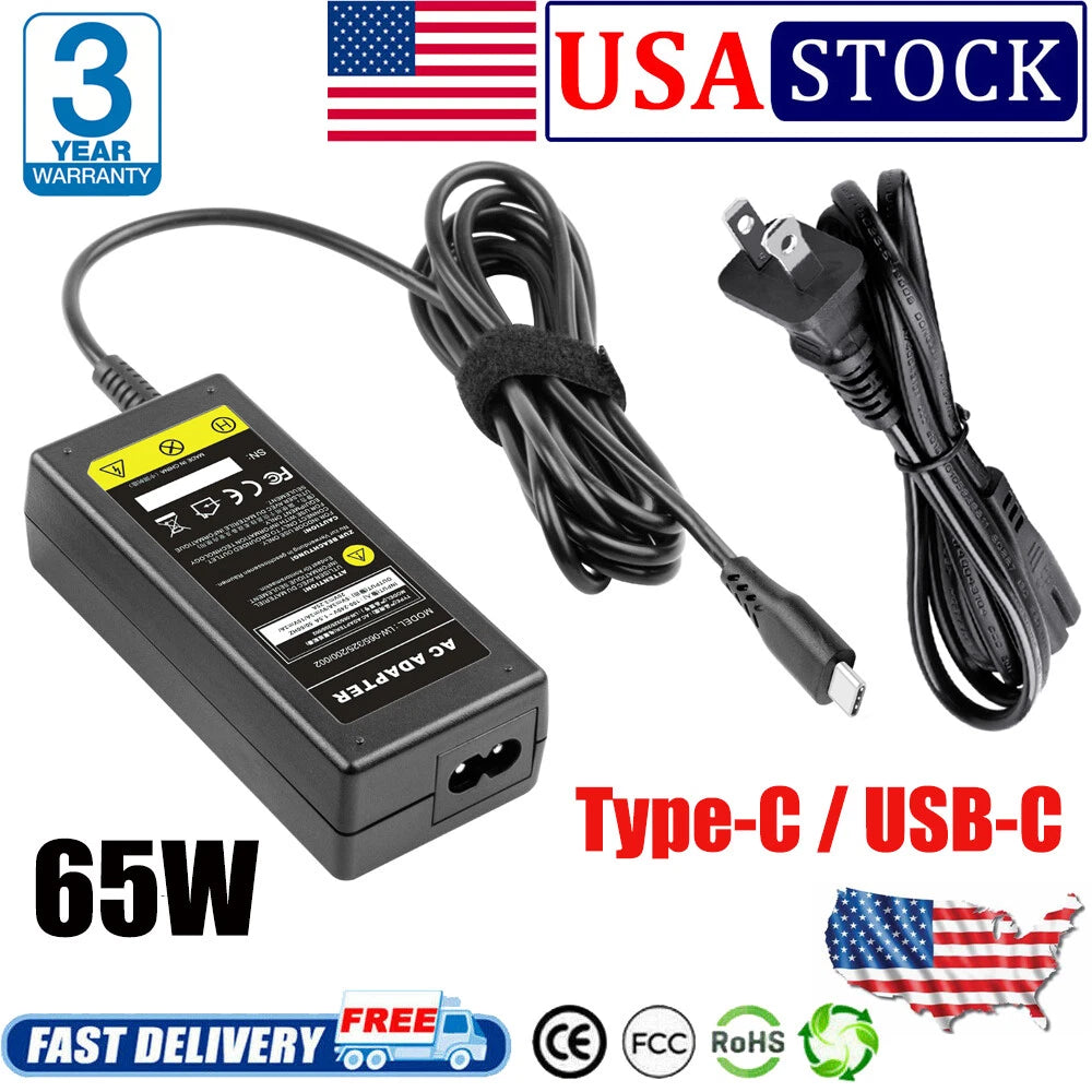65W USB-C Laptop Adapter Charger For Dell Lenovo for Asus for Samsung Chromebook