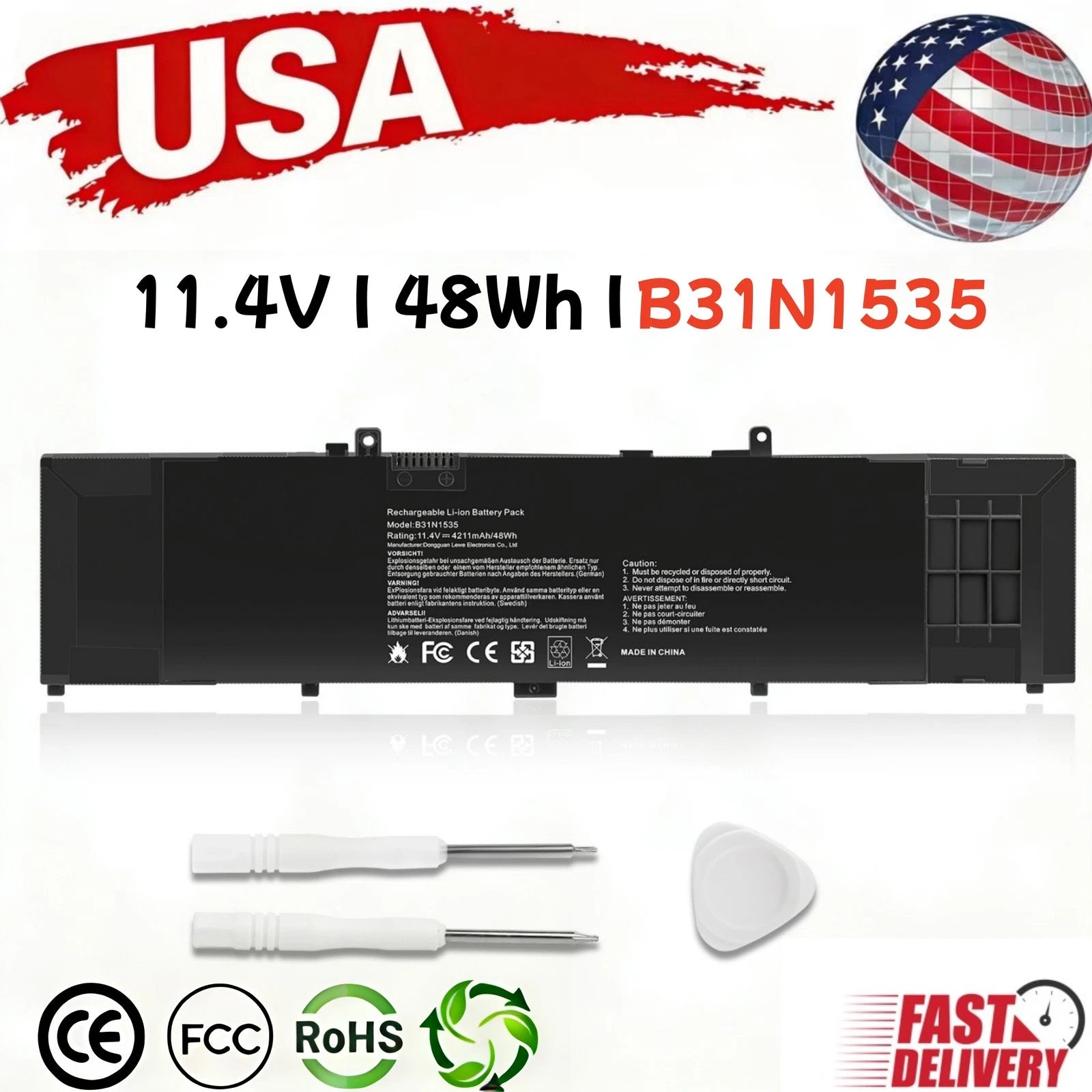 ?B31N1535 Battery For Asus Zenbook UX310 UX310UA UX310UQ UX410UA UX410UQ 48Wh