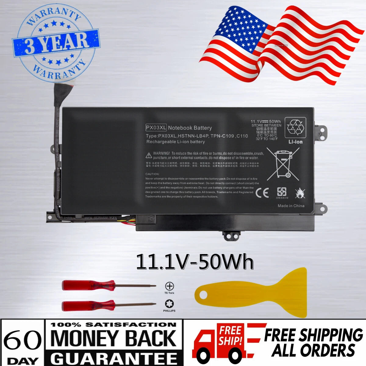PX03XL Battery for HP Envy 14 Touchsmart M6 M6-k Sleekbook 715050-001 714762-1C1