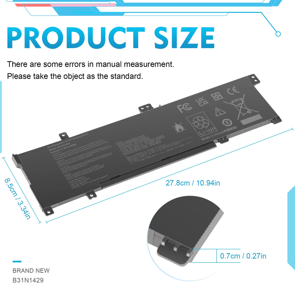 For Asus K501LB K501LX K501UB K501UX Laptop Battery B31N1429 11.4V-48Wh