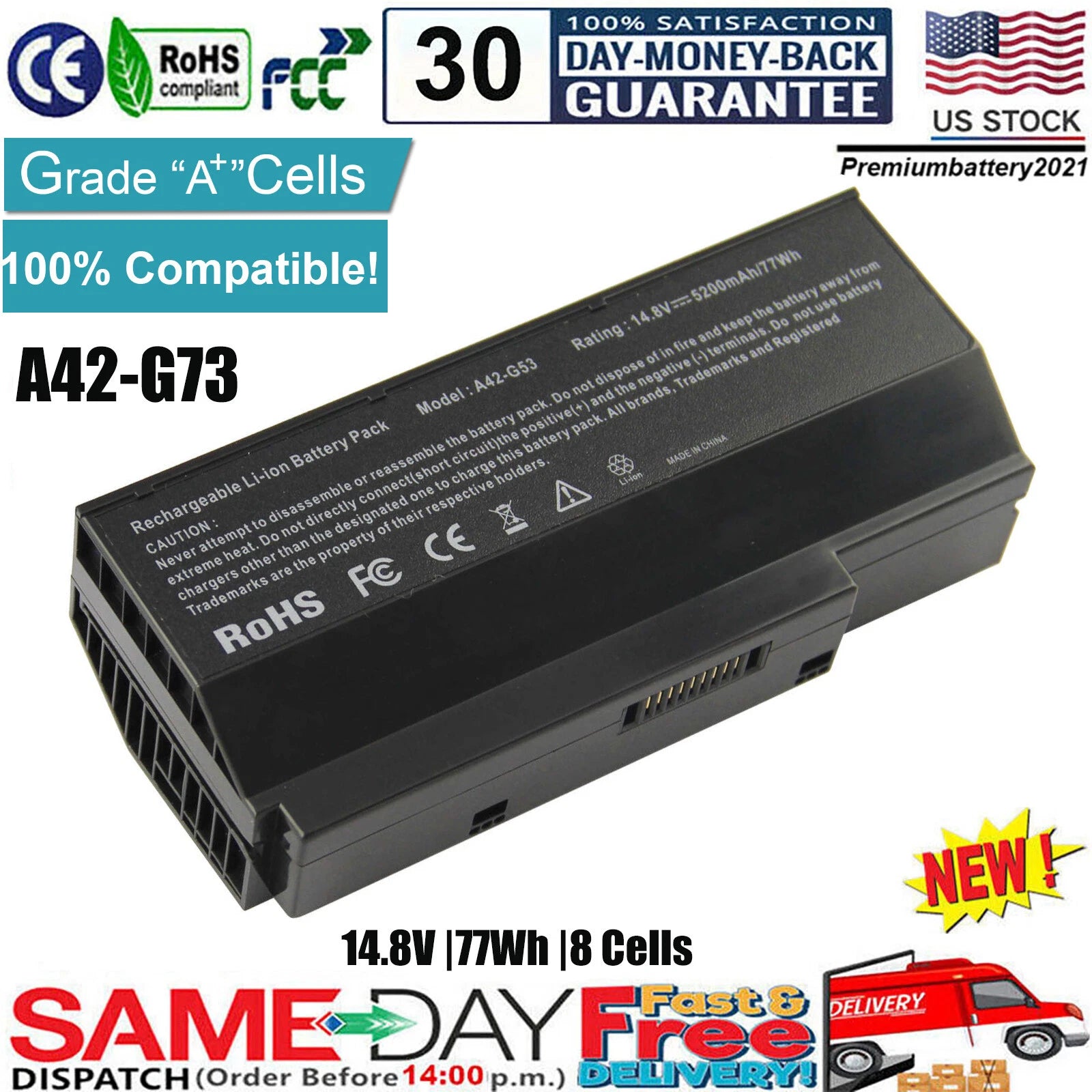 Battery for ASUS G73 A42-G73 G73-52 G73JH G73JW G73-52 G73j G53 G73SW G53S G53SV