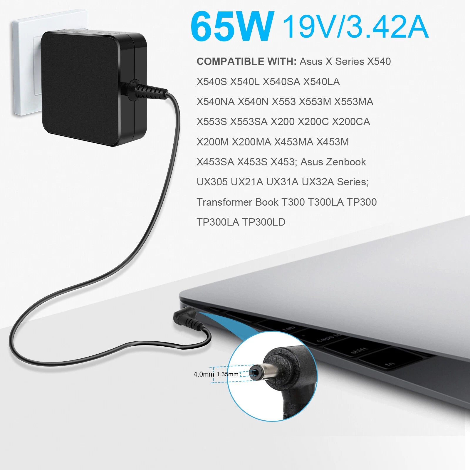 AC Adapter Power Charger For ASUS A B C D E F K L Q R S X T U Series Supply Cord