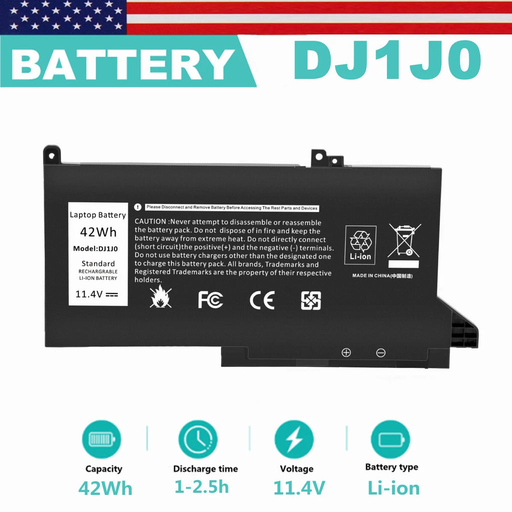DJ1J0 Battery/Charge For Dell Latitude 12 7280 7290 13 7380 7390 14 7480 7490 US