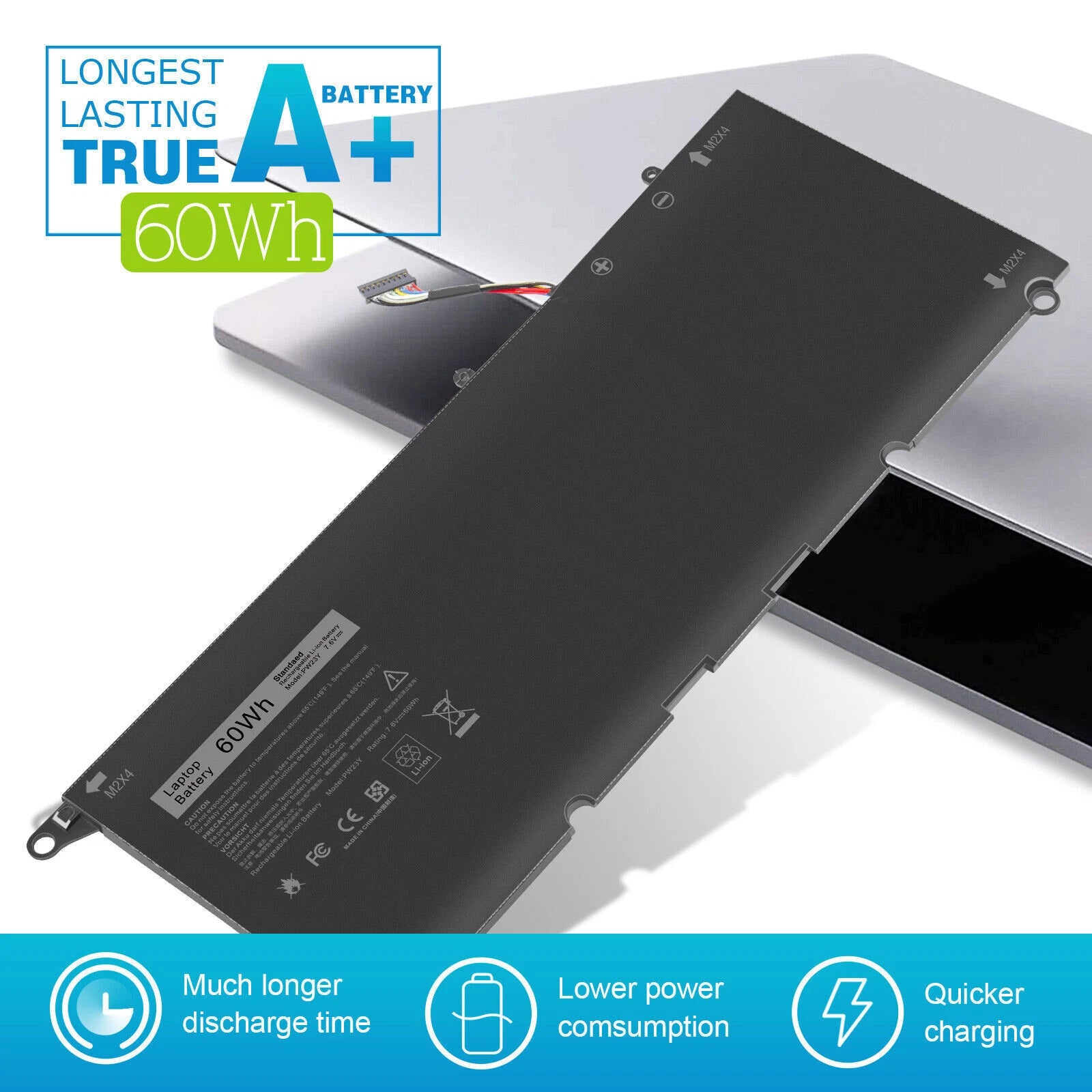 For Dell PW23Y Battery XPS 13 9343-9350 XPS 13 9360 Series RNP72 0TP1GT TP1GT