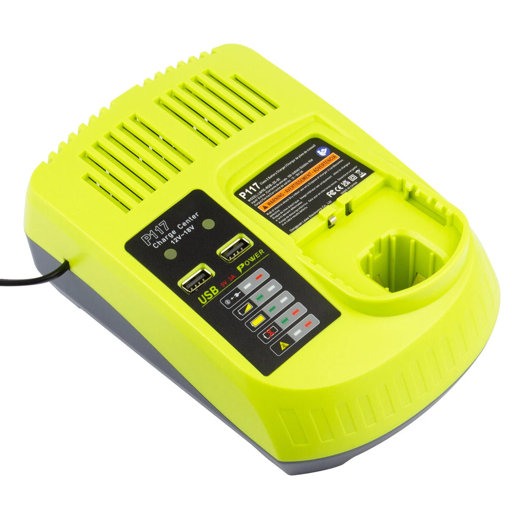 USB Fast Charger For RYOBI P108 P117 18Volt Lithium-Ion Battery 18V US