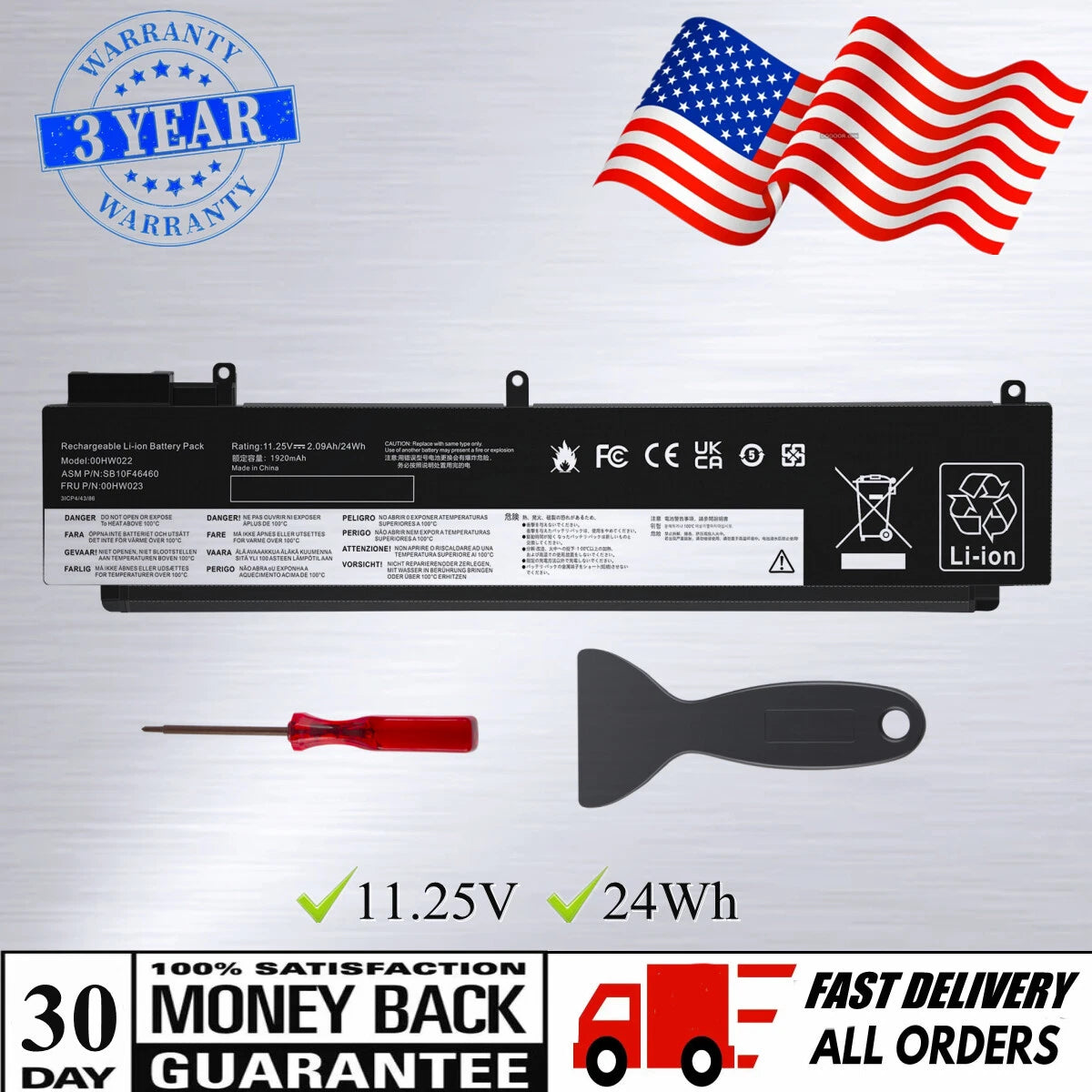 00HW023 00HW022 T460s T470s Battery For Lenovo ThankPad SB10F46460 SB10F46461