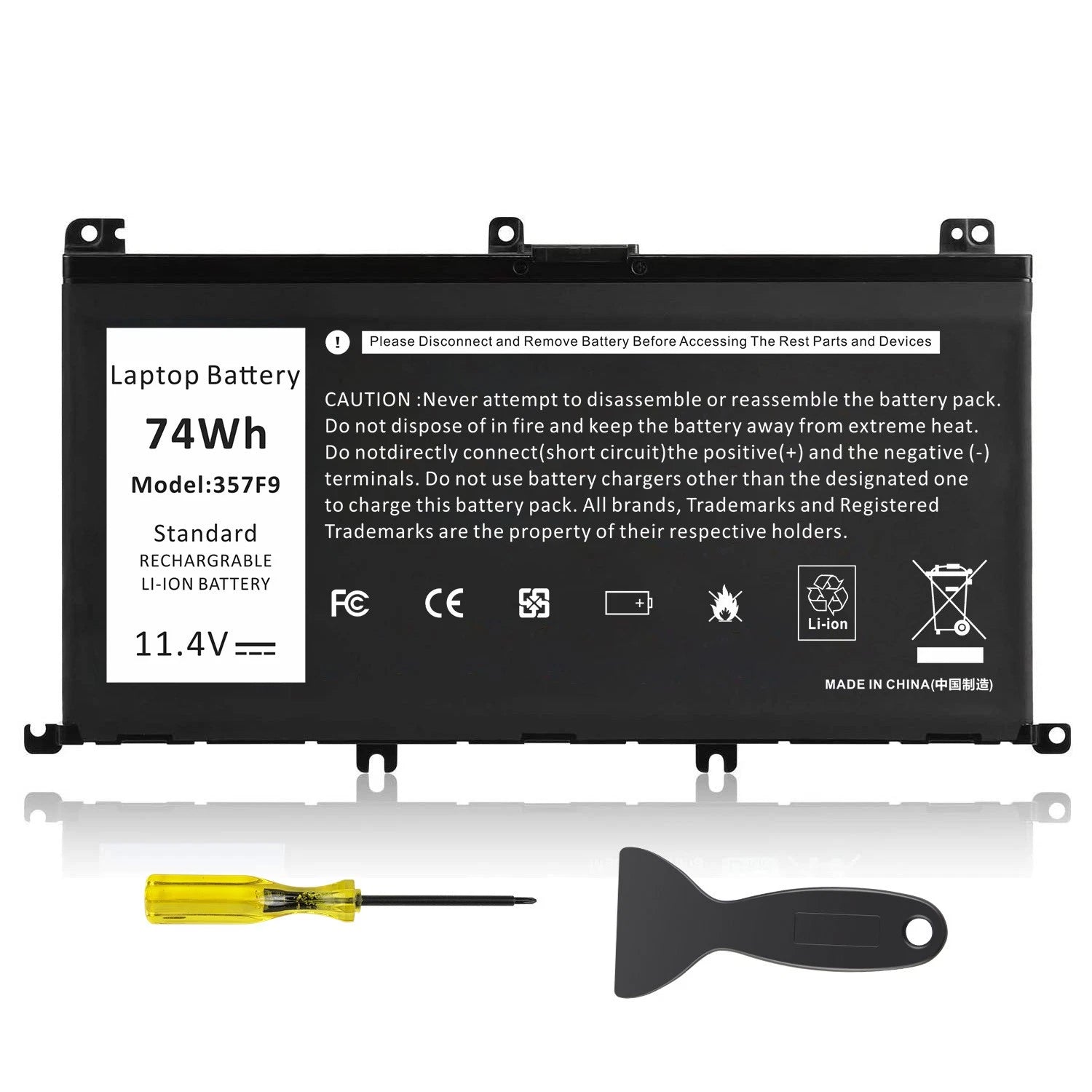 357F9 Battery For Dell Inspiron 15 5577 7559 7567 Series 0GFJ6 71JF4 11.4V 74Wh