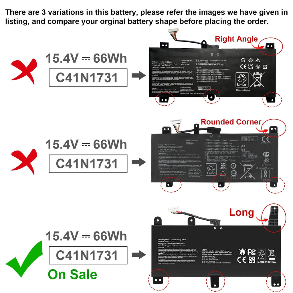 ?C41N1731-2 Battery For ASUS ROG Strix G G731 G731GU G731GU-BI7N9 G731GV G732 US