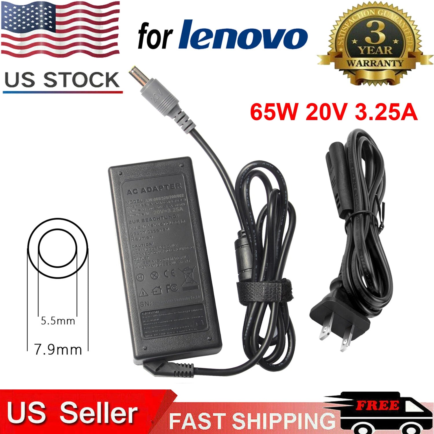 65W Adapter Charger For Lenovo Thinkpad T400 T410 T420 T420S T430 T500 T510 T520