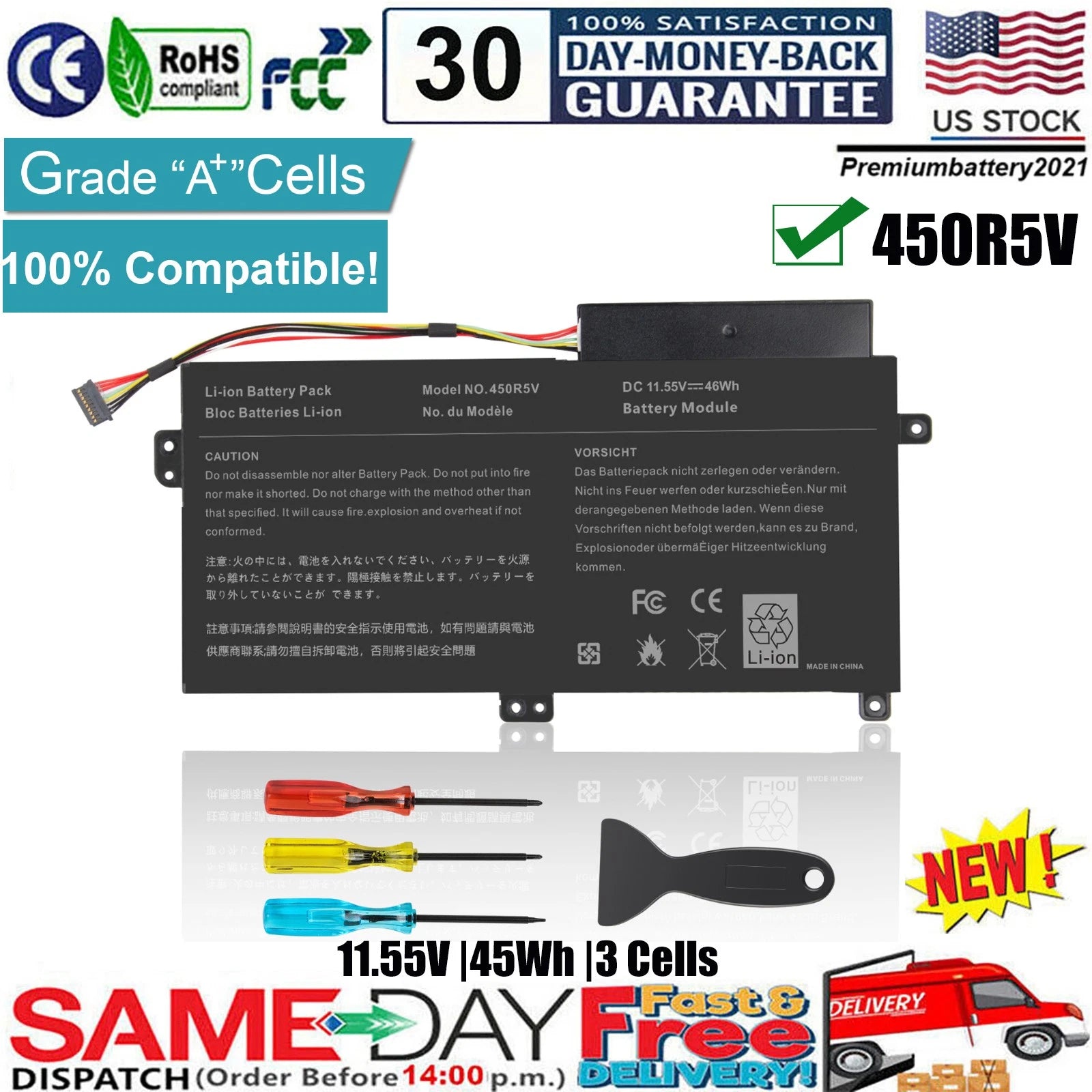 Battery for Samsung NP370R4E NP370R5E NP450R4V NP450R5V NP470R5E AA-PBVN3AB