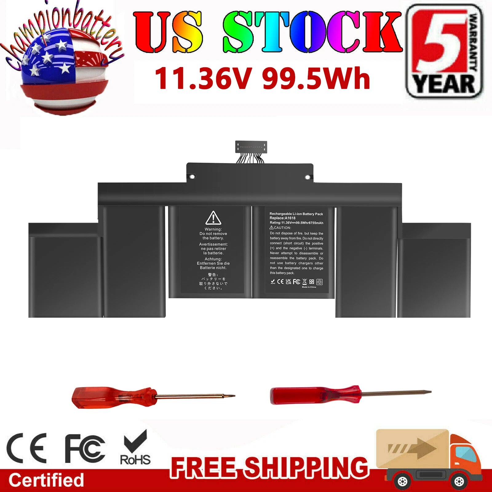 A1618 A1494 Battery for Apple Macbook Pro 15" Retina A1398 Mid 2015 2014