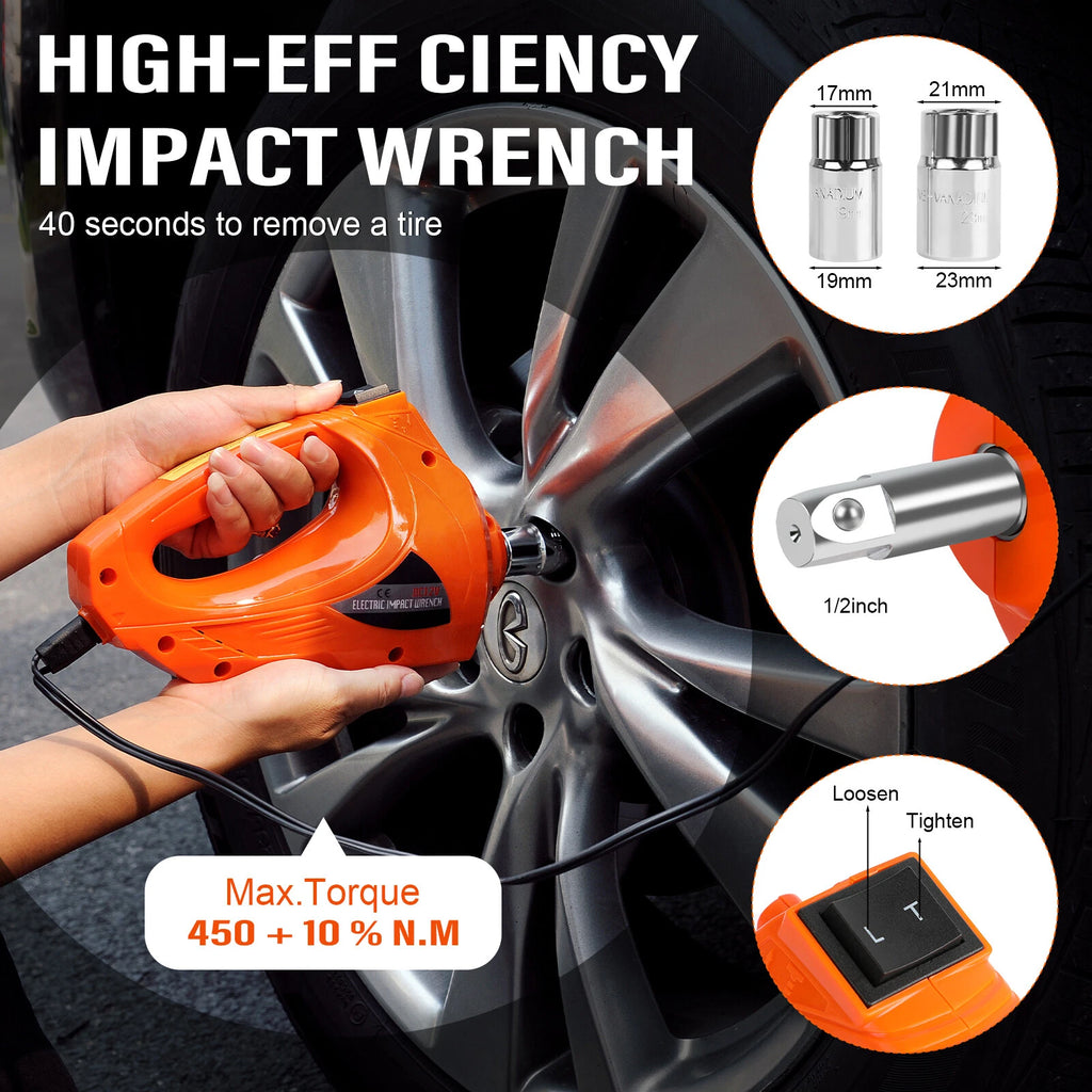 Electric Car Jack 5 Ton 12V Hydraulic Floor Jack Kit w/Electric Impact Wrench US
