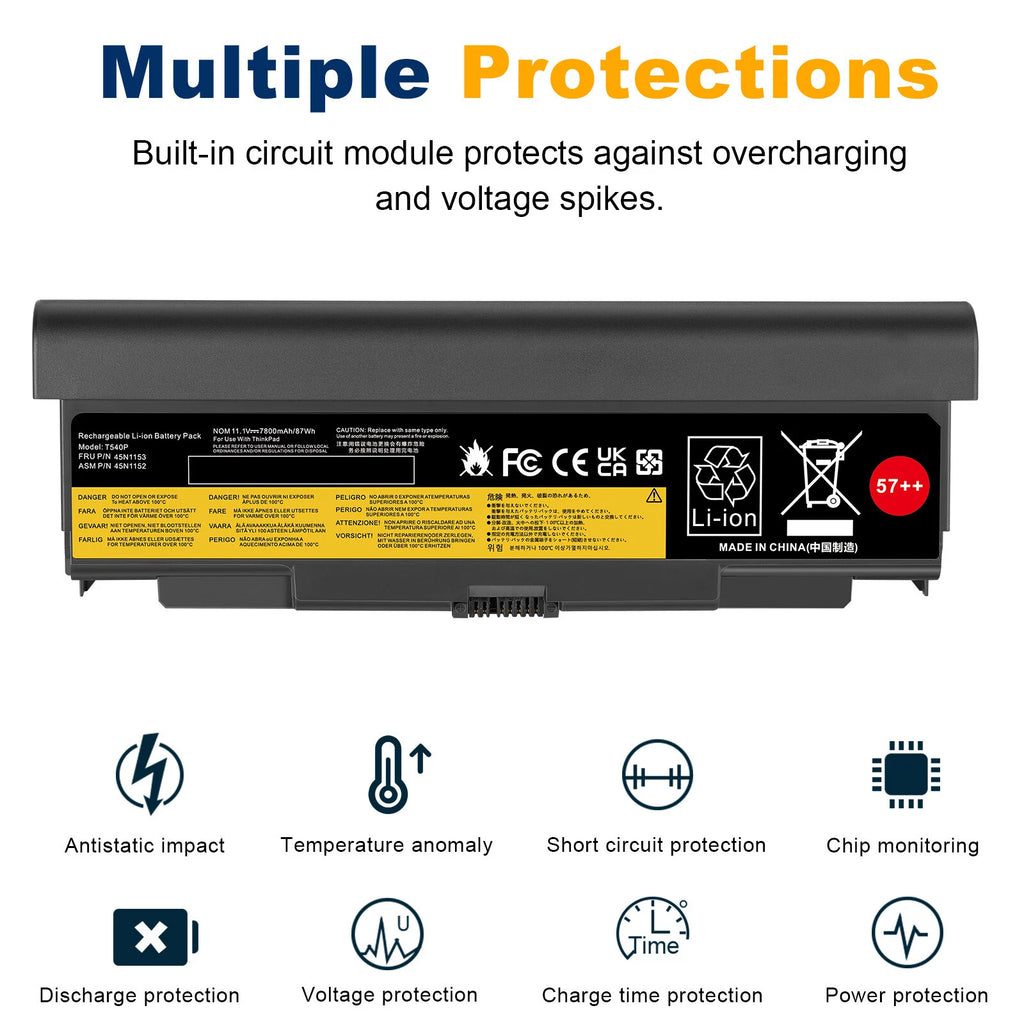 9 Cell Battery 57++ For Lenovo ThinkPad T440p T540p W540 L440 L540 0C52864 F